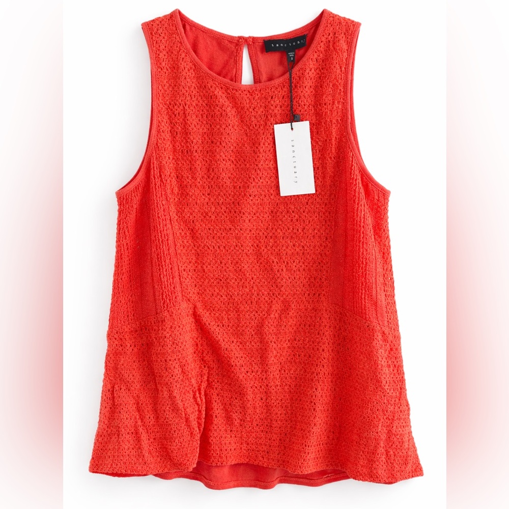 Sanctuary Coral Crochet Tank Top